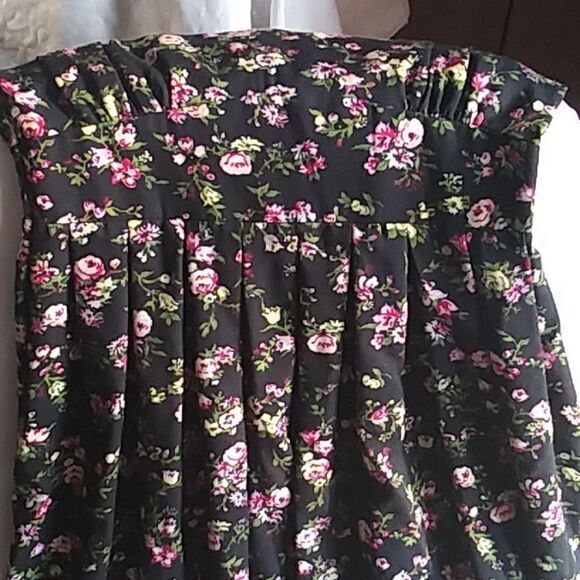 Worthington Dress Vintage 80s 90s Puffed 3/4 Sleeves Floral Pink on Black 10/12 - Picture 6 of 13